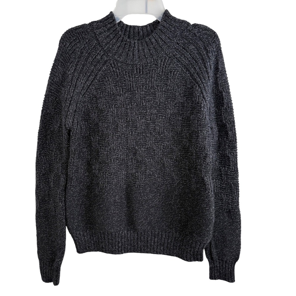 PrAna Women's Small Chunky Knit Sweater Gray Textured Crewneck Sustainable